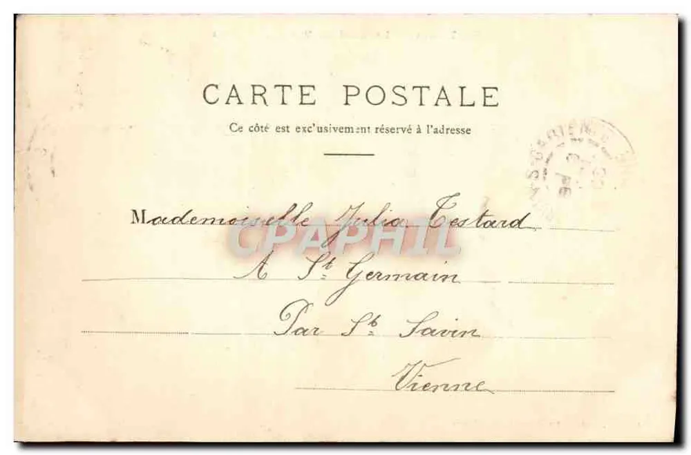 Troyes — Der Kanal — Ansicht der Hospices — E. Guyot, Fotografie — Vve Bertrand, Verlag, Troyes - Rückseite
