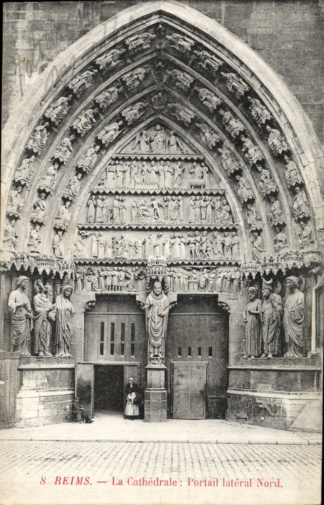 Reims — Die Kathedrale: Nordportal — unbekannter Verlag, Seriennummer 8 - Vorderseite