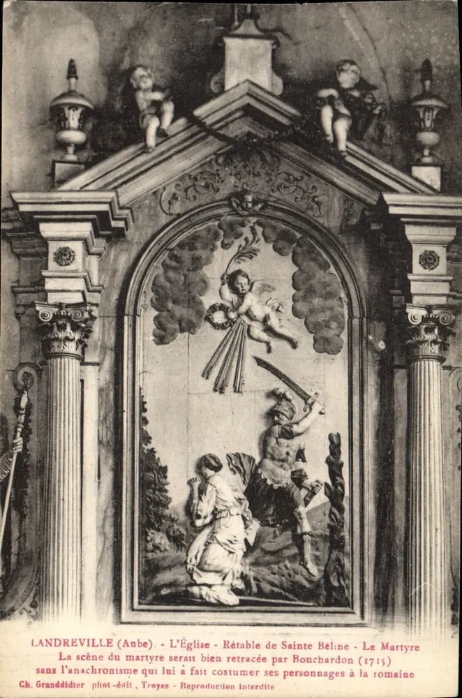 Landreville (Aube) - Die Kirche - Retabel der hl. Béline - Das Martyrium - Vorderseite