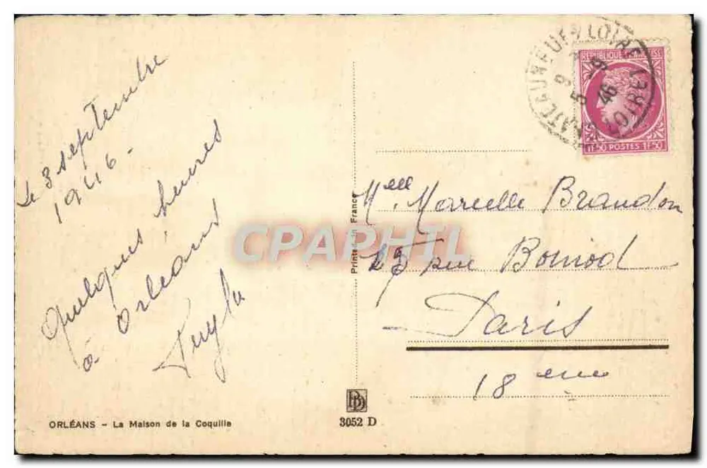 Orléans — A Casa da Concha — gravura de G. Barday - Verso