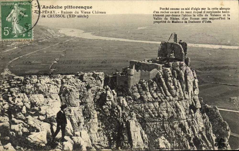 Saint-Péray - Ruinen des alten Schlosses Crussol (12. Jahrhundert) — Artige (Ardèche) - Vorderseite