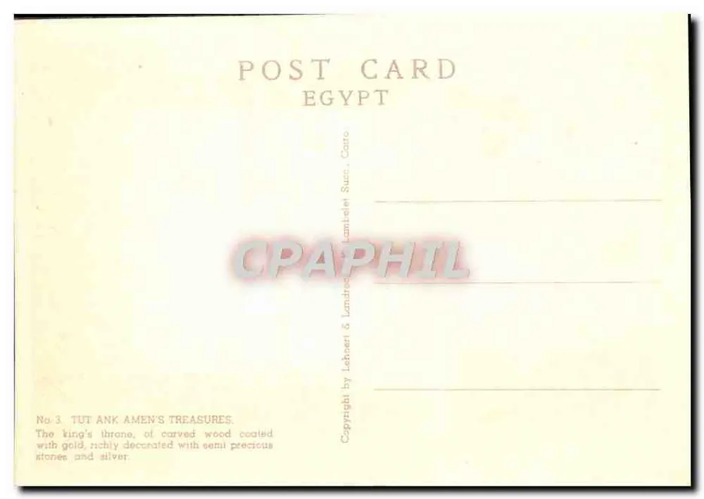 Thron von Tutankhamun — Ägypten — Caro & Lennert & Lundbeck Succ. Nr. 3 - Rückseite