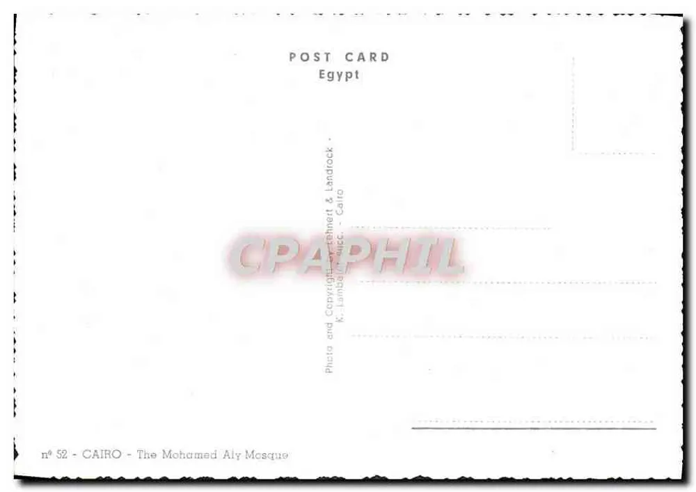 Cairo - A Mesquita Mohamed Aly — Foto Landrock & Landrock, n° 52 - Verso