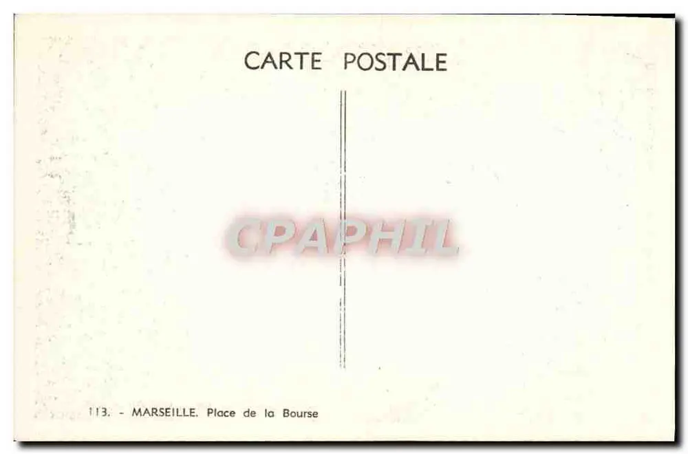 Marseille - Place de la Bourse — widok placu z fontanną i budynkami - Rewers