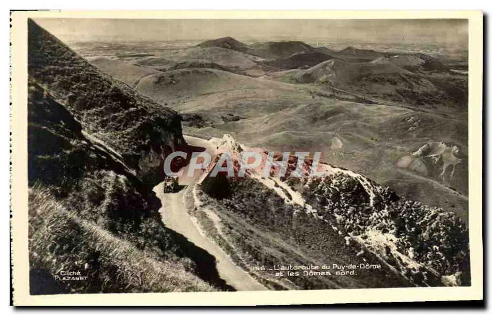 A autoestrada do Puy-de-Dôme e os Dômes do norte — Cliché Plazanet, n°156 - Frente