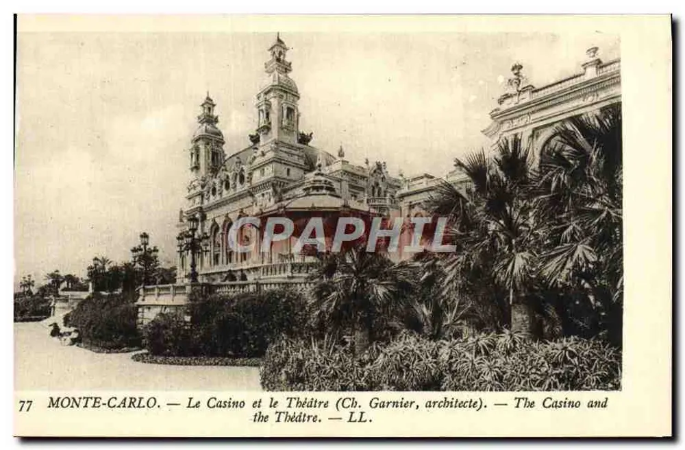 Monte-Carlo — Ansicht des Casinos und des Theaters (Ch. Garnier, Architekt) — LL - Vorderseite