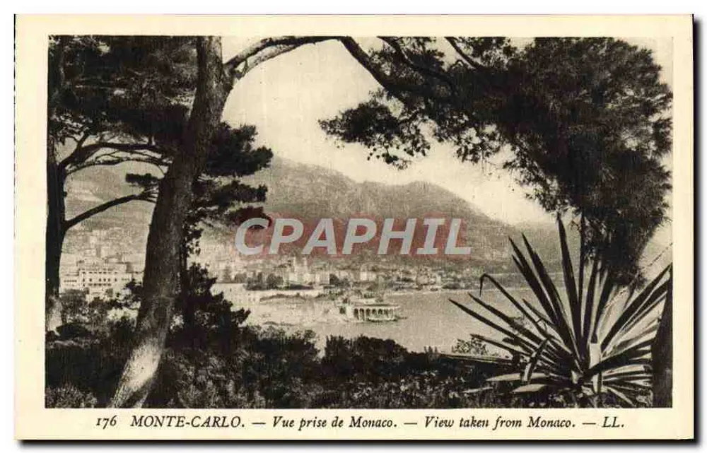 Monte-Carlo — Vista tirada de Mônaco — LL. — Editor LL. — Número de série 176 - Frente