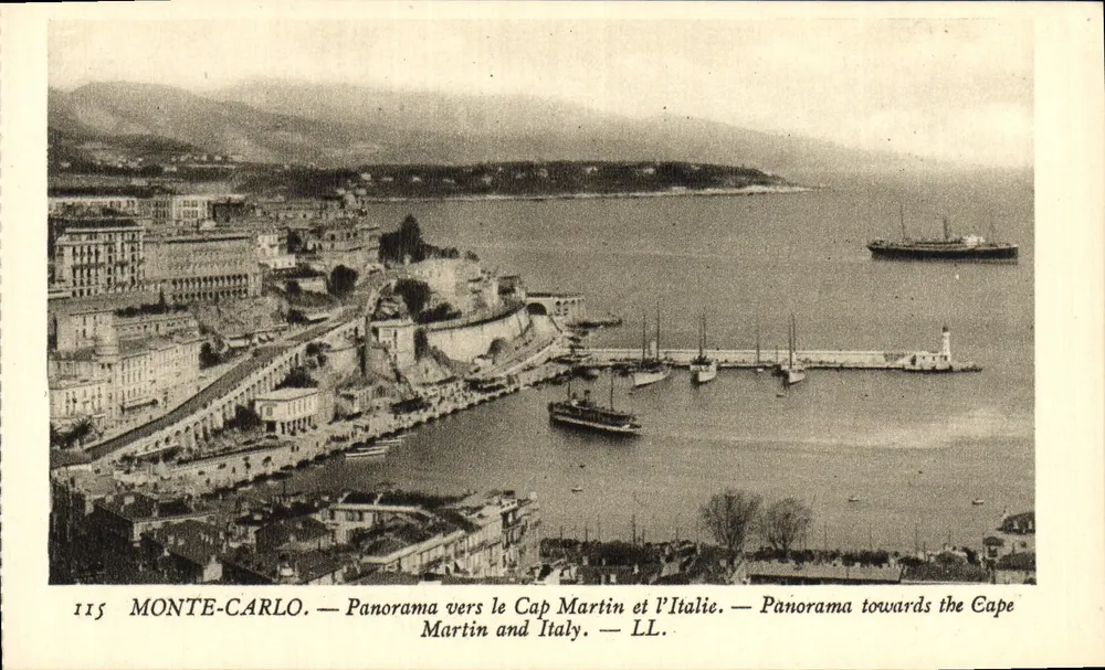 Monte-Carlo — Panorama in Richtung Cap Martin und Italien — LL. — N° 115 - Vorderseite
