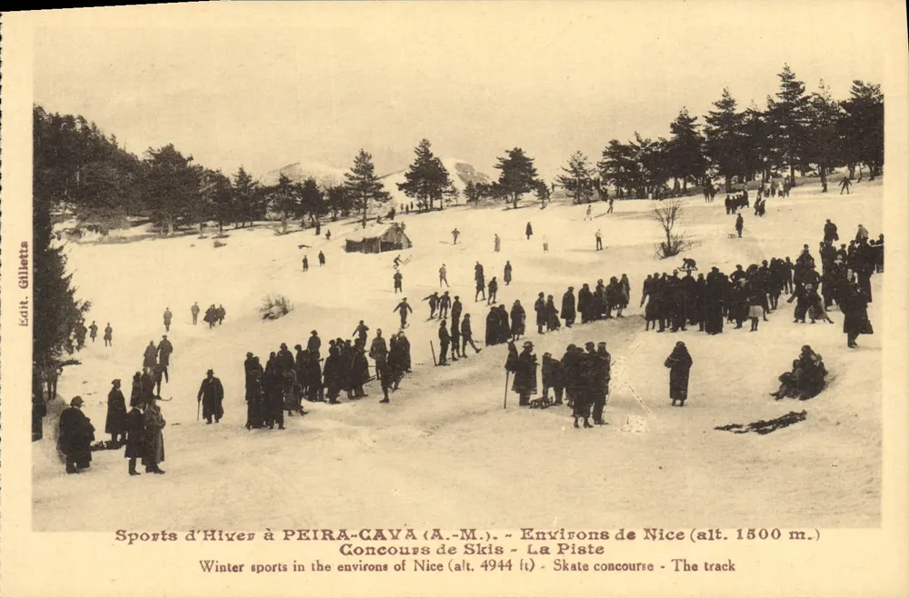 Winter-Sport in PEIRA-GAYA (A.-M.) - Umgebung von Nice (Höhe 1500 m.) - Skirennen - Die Piste - Vorderseite