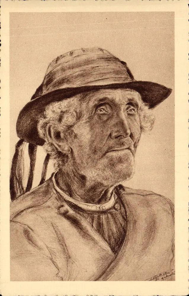 Retrato de uma velha senhora — série TÊTES DE BRETAGNE — Edição de Arte, Nancy - Frente