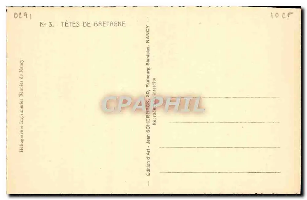Retrato de um homem idoso barbado — Bretagne — Edição Scherbeek, Nancy, n°3 - Verso