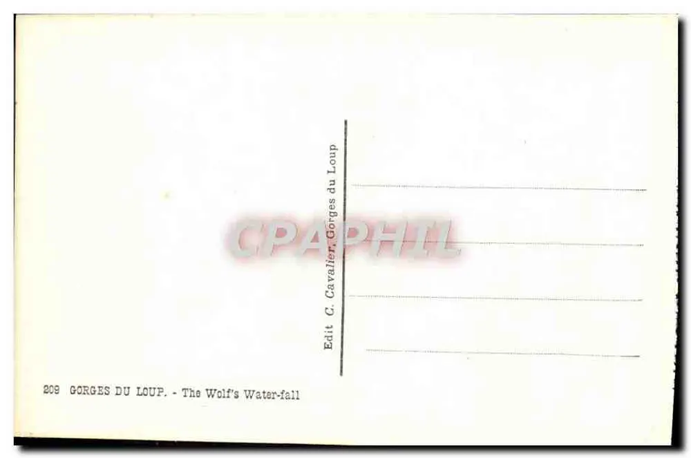 O Salto do Lobo (A.M.) — Gorges do Lobo — editor C. Cavalier, n° 209 - Verso