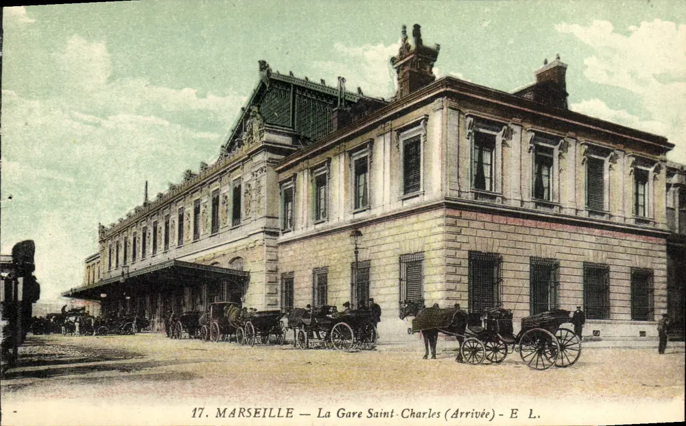 Marselha — A Estação Saint-Charles (Chegada) — E. L. - Frente