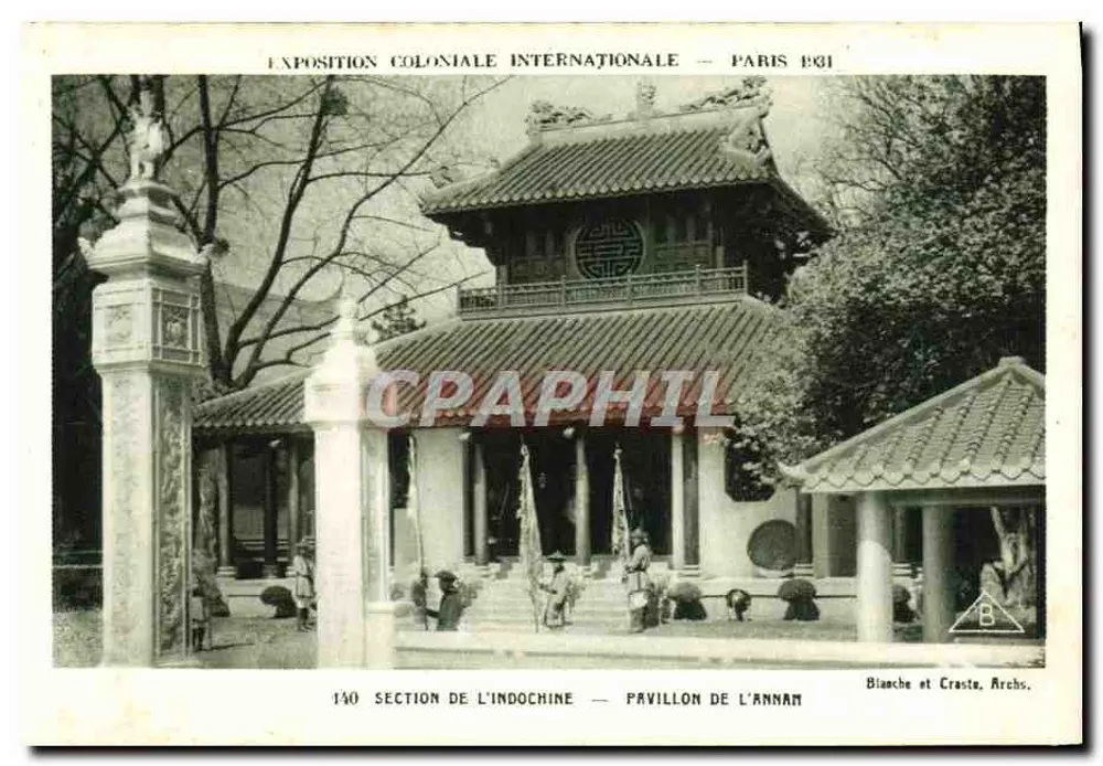 Internationale Kolonialausstellung — Paris 1931 — Abschnitt Indochina — Pavillon von Annam — Bianche et Craste, Archs. - Vorderseite