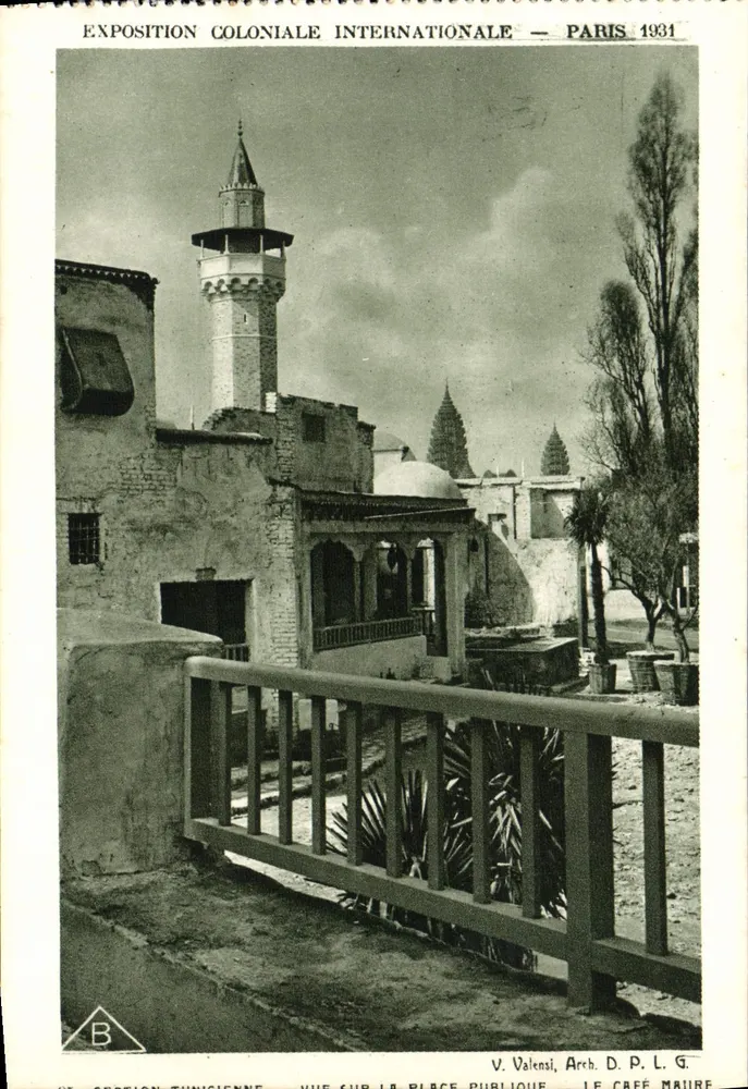 Internationale Kolonialausstellung — Paris 1931 — tunesische Abteilung — Ansicht des öffentlichen Platzes — Der maurische Café - Vorderseite