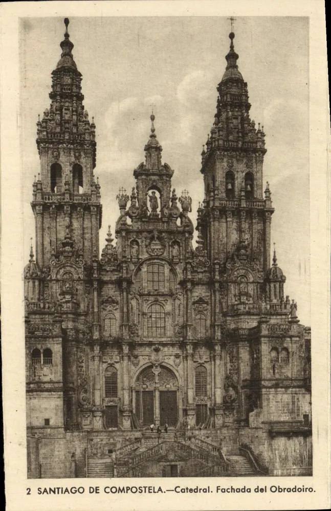 SANTIAGO DE COMPOSTELA — Kathedrale. Fassade des Obradoiro. - Vorderseite