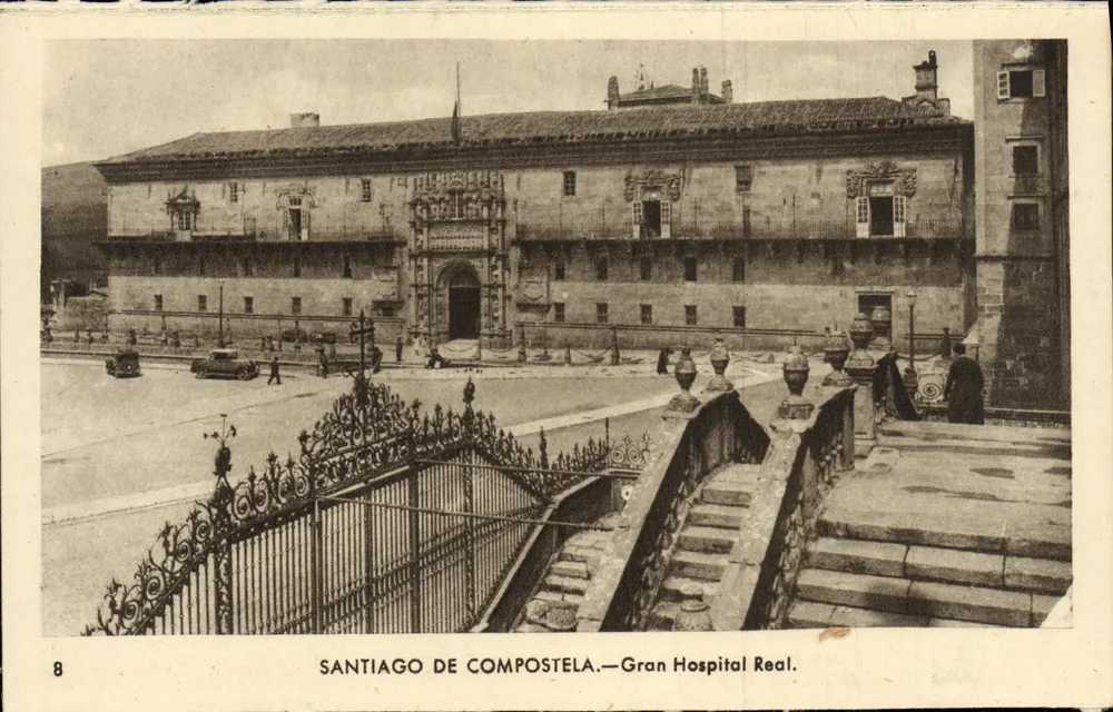 SANTIAGO DE COMPOSTELA — Ansicht des Gran Hospital Real — Verlag Arribas-Zaragoza, n°8 - Vorderseite