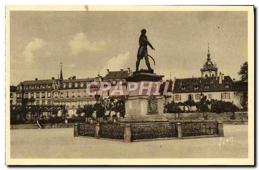 Colmar (Haut-Rhin) — Place Rapp, Statue des Generals und Turm der Kathedrale — Éditions d'Art Martel - Vorderseite