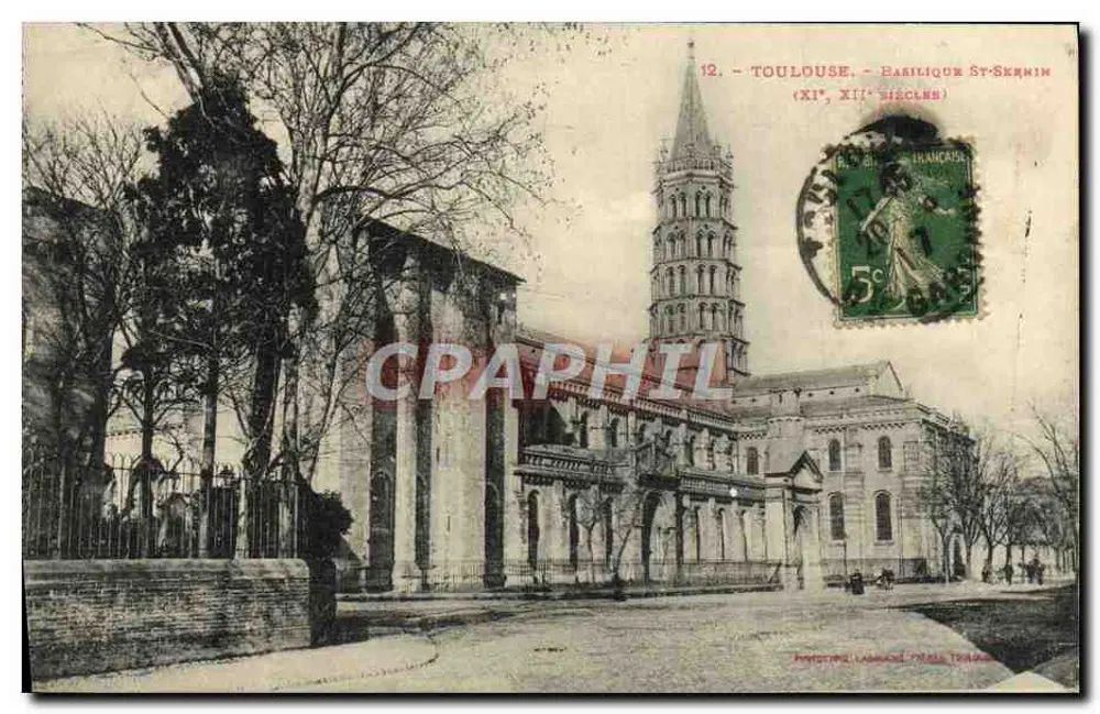 Toulouse - Basílica de Saint-Sernin (séculos XI e XII) — Fototipia LAMARCHE - MALE TRAINE - Frente