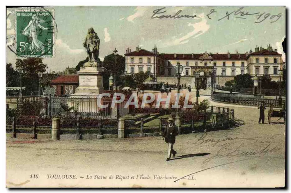 Toulouse — Die Statue von Riquet und die Tierärztliche Hochschule — LL, Nr. 116 - Vorderseite