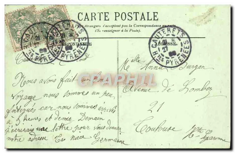 Cauterets — Ansicht vom Chemin de la Raillère — LL. - Rückseite