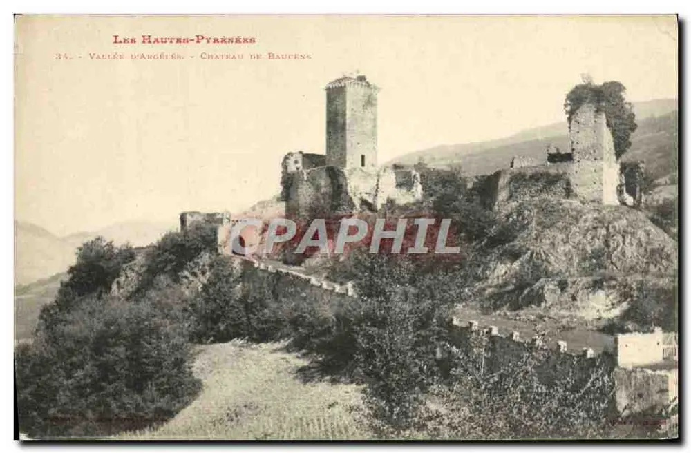 Vallée d'Anglès - Château de Baucens — ruines sur rocher, éditeur LF Baucens, n°34 - Frente