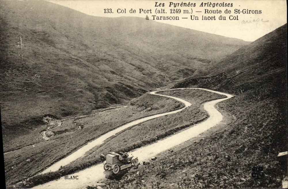 Die Ariégeois-Pyrenäen — Col de Port (Höhe 1249 m) — Straße von St-Girons nach Tarascon — Eine Kurve am Col — Verlag BLANC, Nr. 133 - Vorderseite