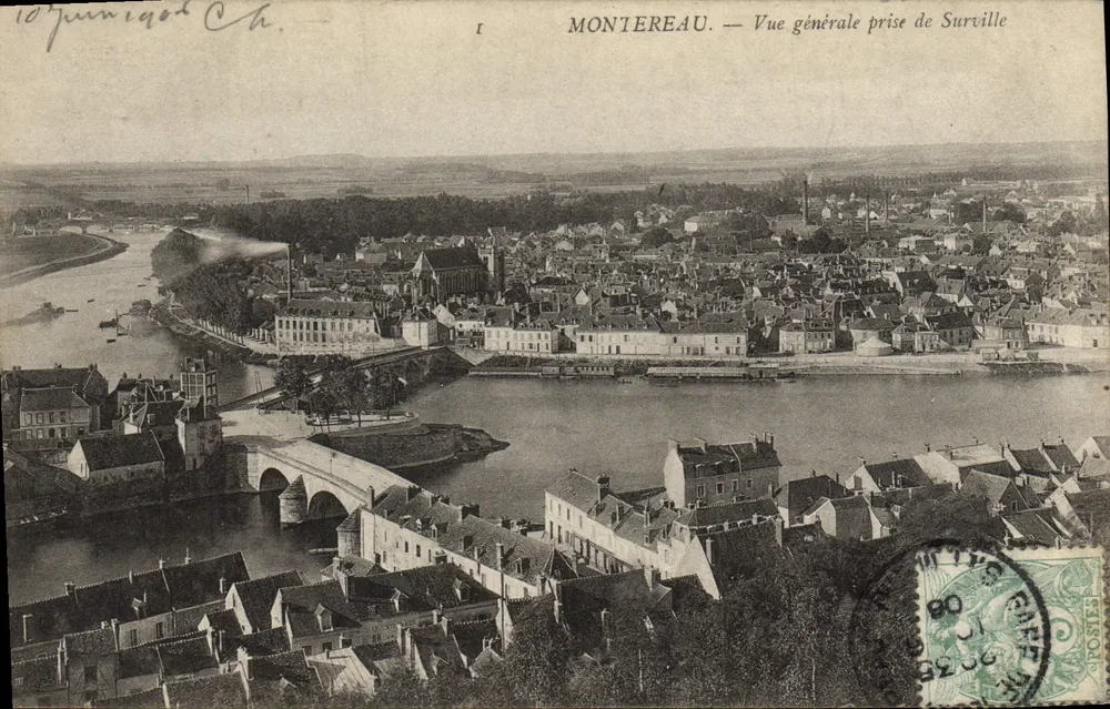 Montereau — Allgemeiner Blick von Surville — unbekannter Verlag, Seriennummer nicht sichtbar - Vorderseite