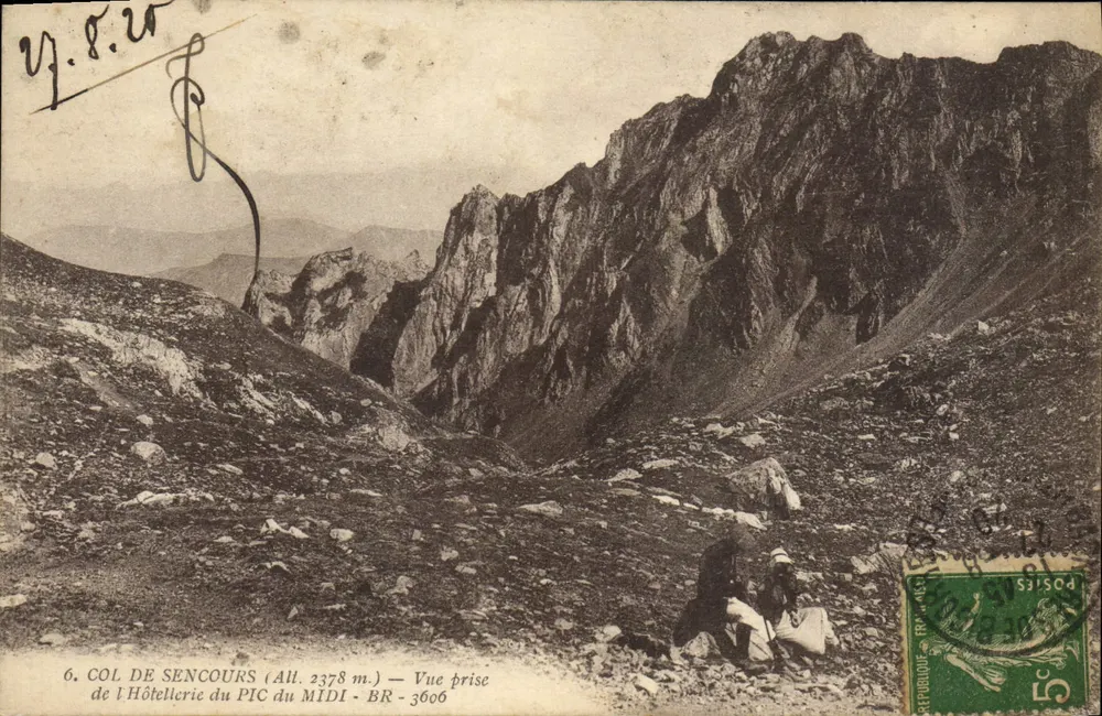 Col de Sencours (Höhe 2378 m.) — Ansichtskarte vom Hôtellerie du Pic du Midi — BR-3606 - Vorderseite