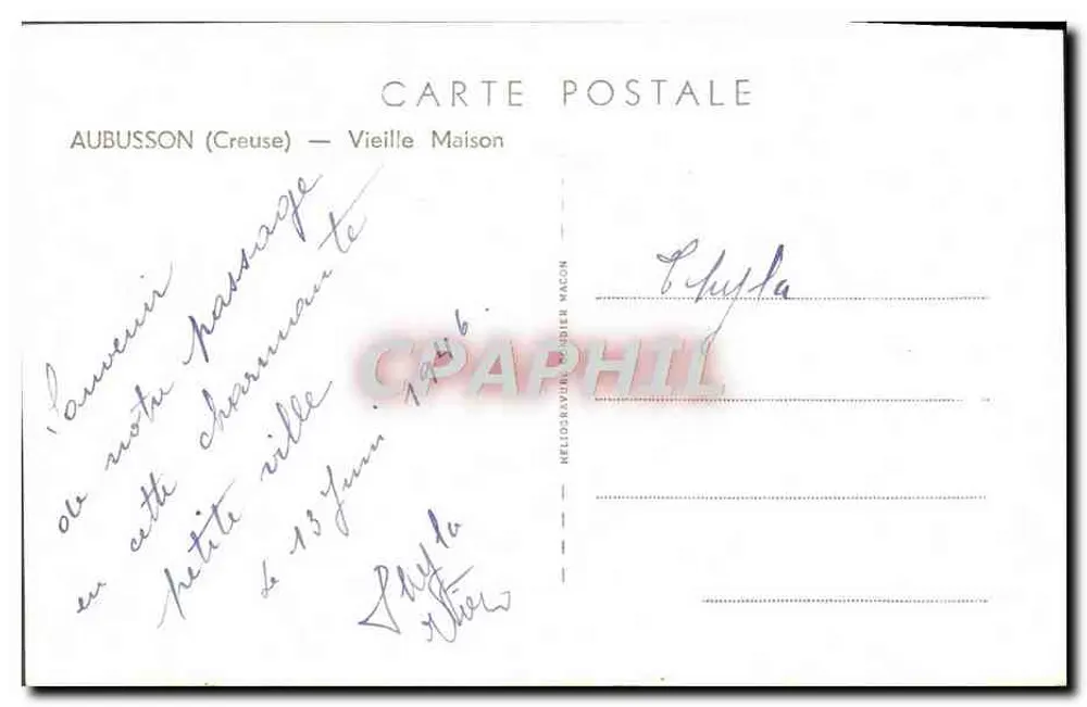Aubusson (Creuse) — Velha Casa — Cim - Verso