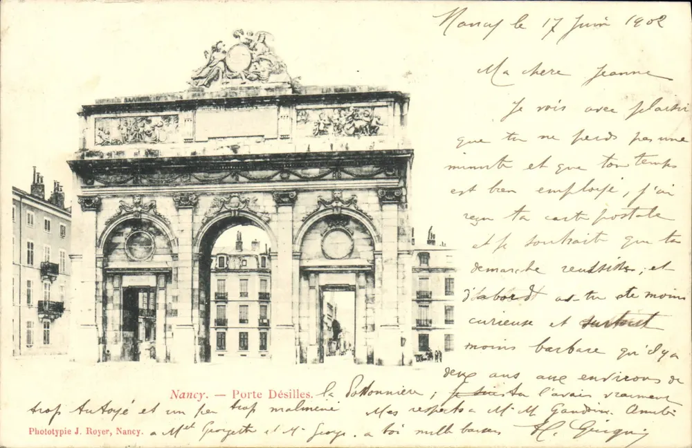 Nancy — Porte Désilles — Phototypie J. Royer, Nancy - Awers