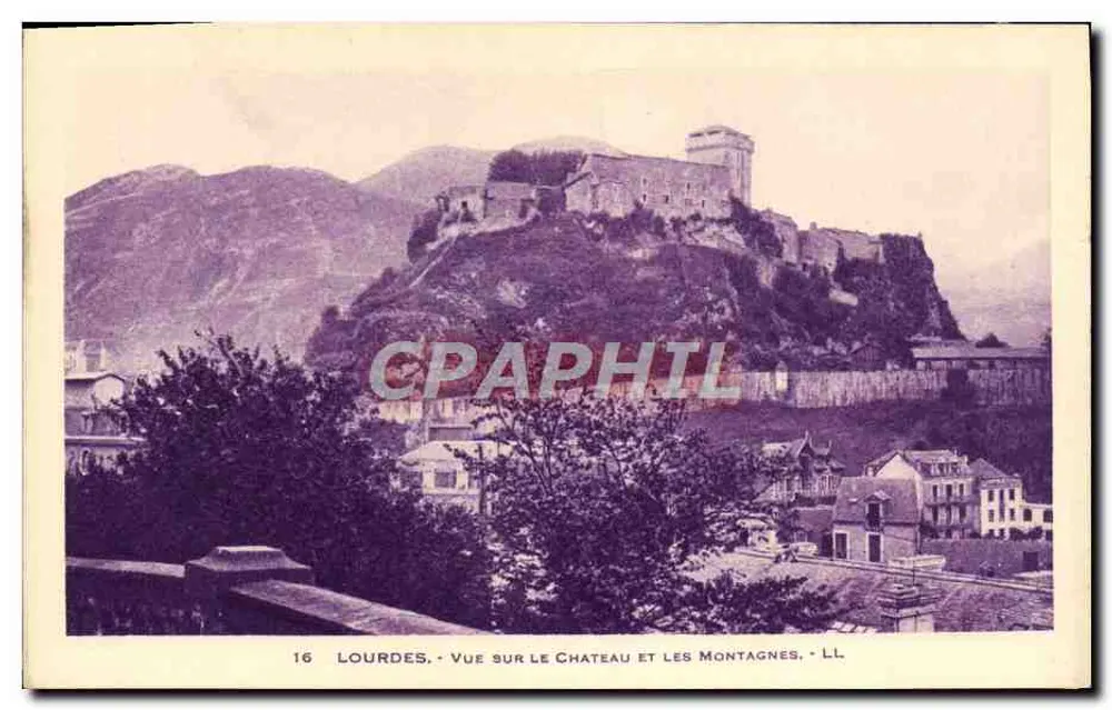 Lourdes — Blick auf Schloss und Berge — LL, n°16 - Vorderseite