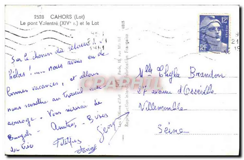 O ponte Valentré (século XIV) e o Lot — Edições d'Art, n° 2528 - Verso