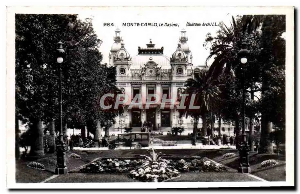 Monte-Carlo, O Casino — vista do edifício principal — Dulraux Arch. LL, n° 264 - Frente