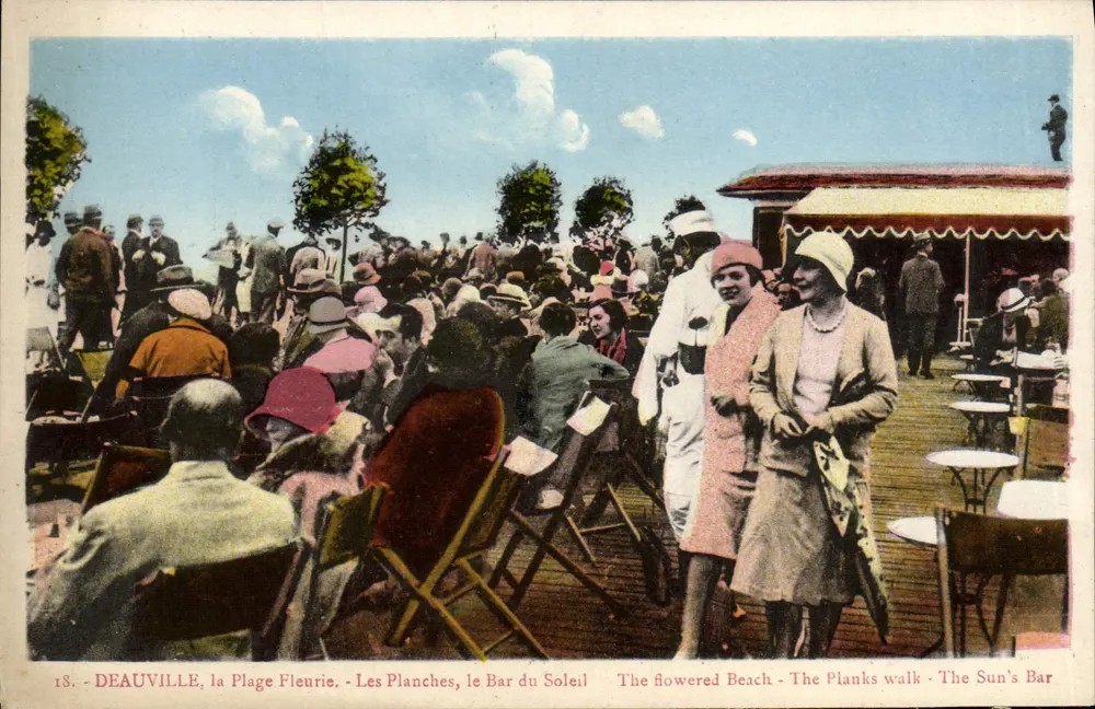 Deauville, Die Blühende Strandpromenade — Die Planches, Der Bar du Soleil — Verlag La Cigogne, Deauville - Vorderseite