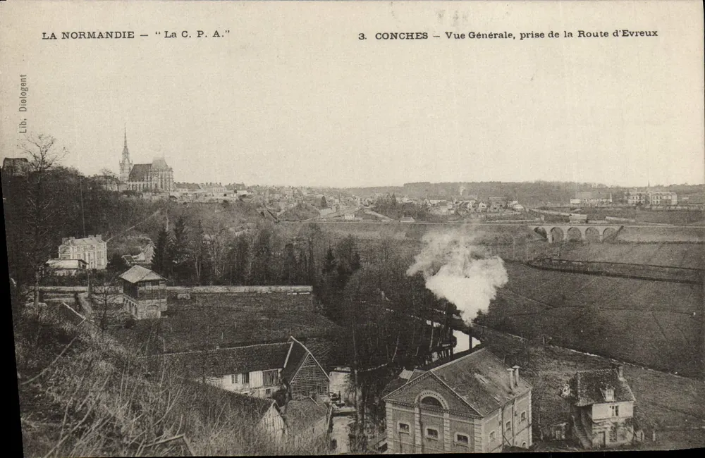 Conches - Allgemeiner Blick, aus der Route von Evreux genommen — Lib. Diéogent - Vorderseite
