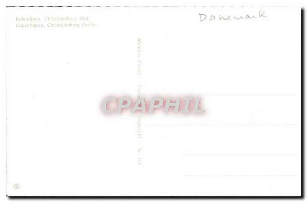 Castelo de Christiansborg — Copenhaga — editor Standa, Forlag, Cepphwil, N° 118 - Verso
