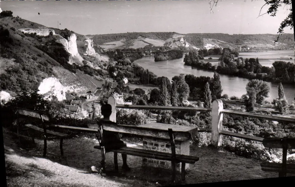 Les Andelys (Eure) — Vale da Sena vista da mesa de orientação — Éditions L. F. A. Moulin d'Étretat, n° 58 - Frente