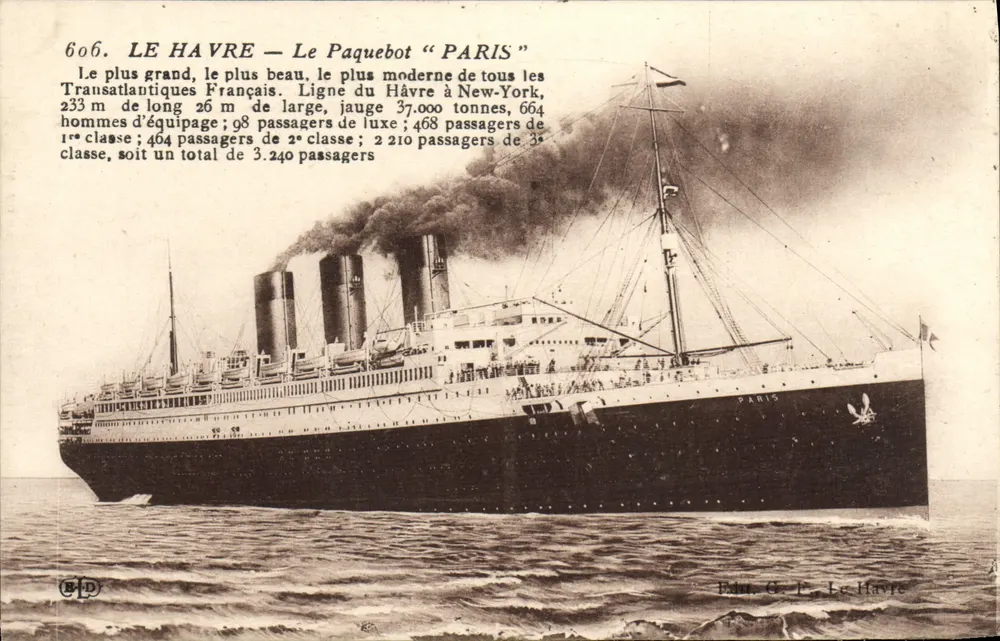 Le Havre — Der Dampfer "PARIS" — Verlag G. F., Le Havre, Nr. 606 - Vorderseite