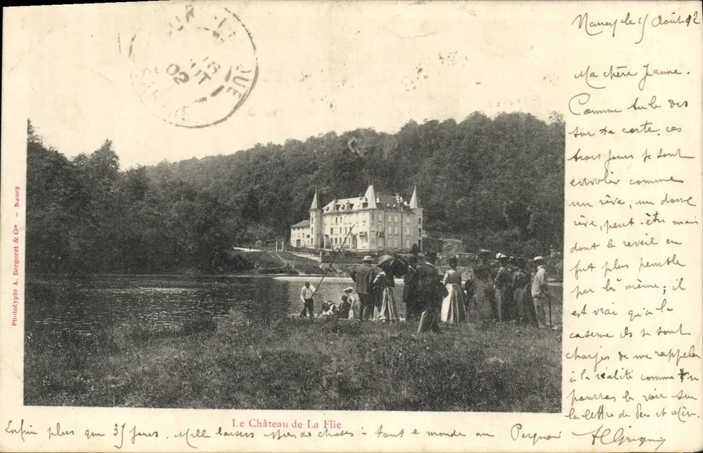 Zamek La Fliée — Nancy, 15 sierpnia 1902 — Phototype A. Bergued & Cie - Awers