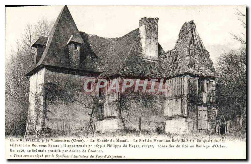 Roiville, perto de Vimoutiers (Orne) — O Château do Mesnil — Texto fornecido pelo Syndicat d'initiative do Pays d'Argentan - Frente