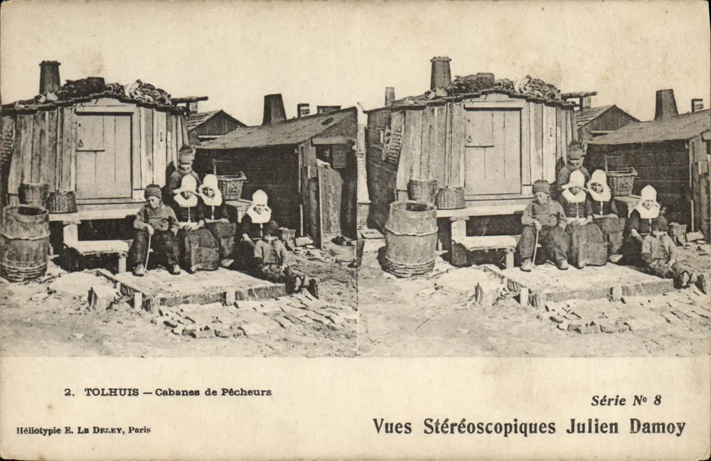 Tolhuis — Fischerhütten — Stereoskopische Ansichten Julien Damoy, Serie N° 8 - Vorderseite