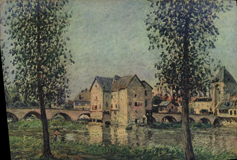 Brzegi Loing w Moret — 1888 — A. Sisley, wyd. Braun & Cie, Mulhouse - Awers