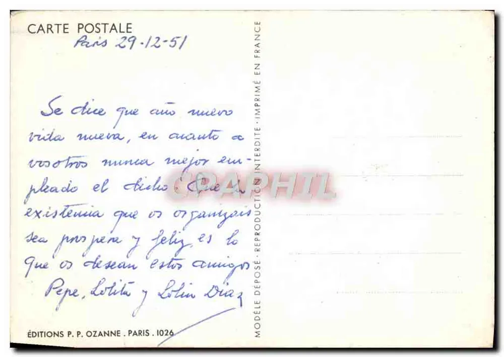 Crianças brincando perto de uma lareira — ilustração de Simone Orlé — Edições P. P. Ozanne, n°1026 - Verso