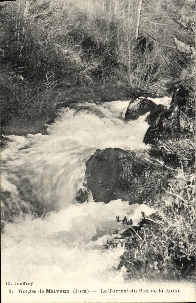 Gorges de Malvaux (Jura) — Der Bief du Ruine Bach — Cl. Jouffroy, n°24 - Vorderseite