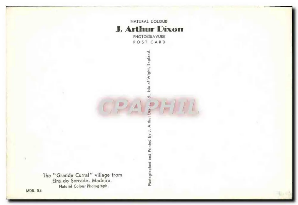 Grande Curral — Dorf Eira do Serrado — J. Arthur Dixon, MDR. 54 - Rückseite
