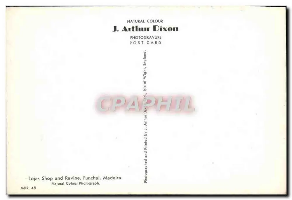 Lojas Shop und Ravine, Funchal — Madeira — J. Arthur Dixon, MDR. 48 - Rückseite