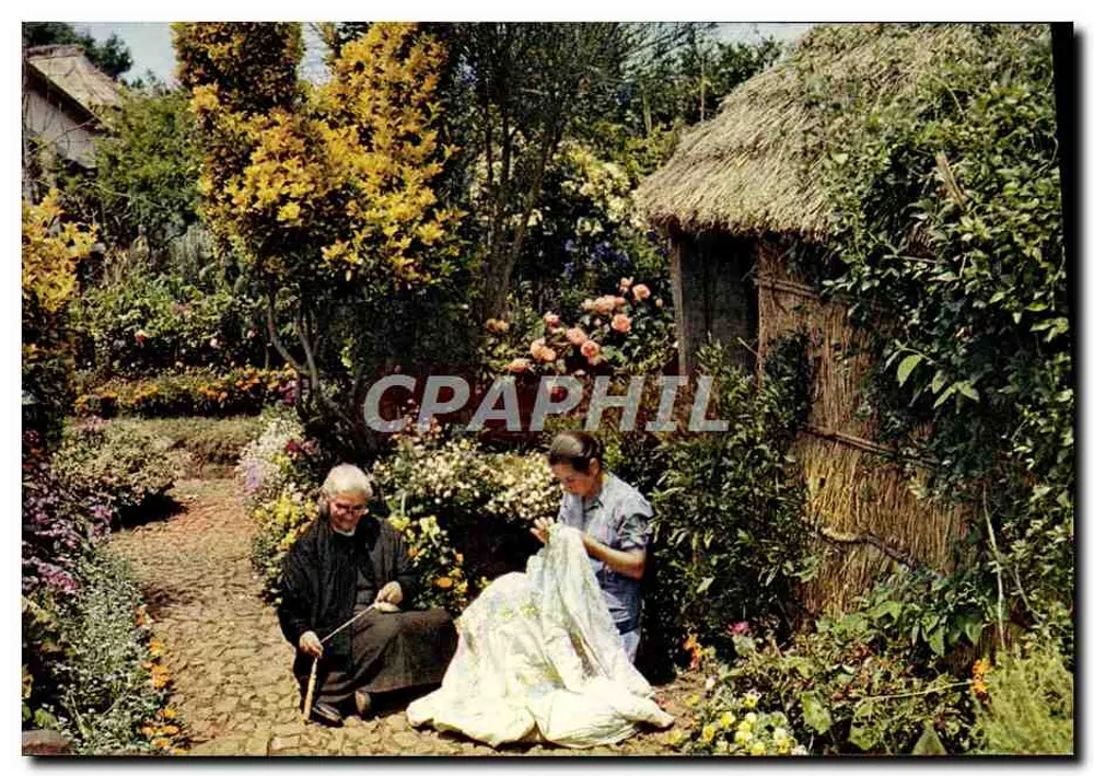 Stickerei und Spinnen in einem Landgarten — Madeira — J. Arthur Dixon, MDR. 55 - Vorderseite