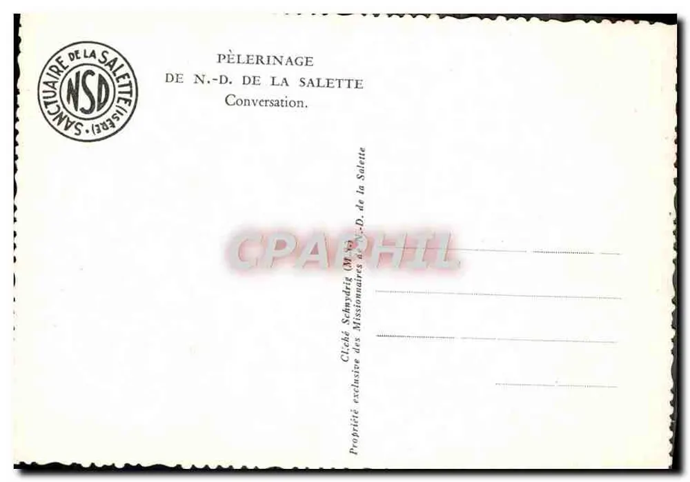 Estátua de Nossa Senhora de La Salette — Pelerinagem de N.-D. de La Salette — Editor: Missionários de La Salette - Verso