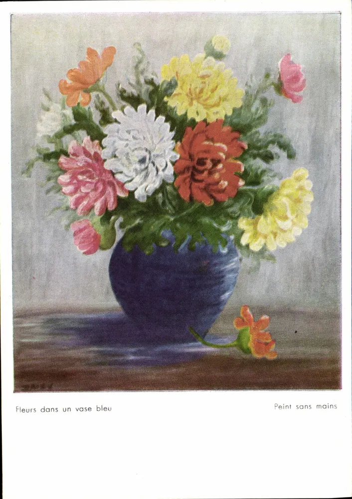 Bloemen in een blauwe vaas — Handgetekend — Edities van de Mutilated Artists van Straßburg, No F 1302 - Voorkant